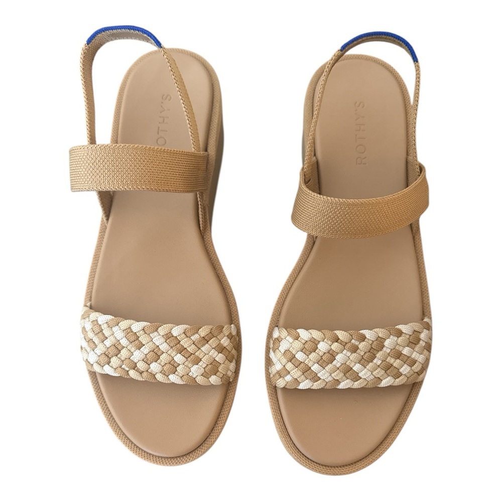 NWOT Rothy’s Women’s Lightweight Wedge Sandal Neutral Beige Woven Size 11W